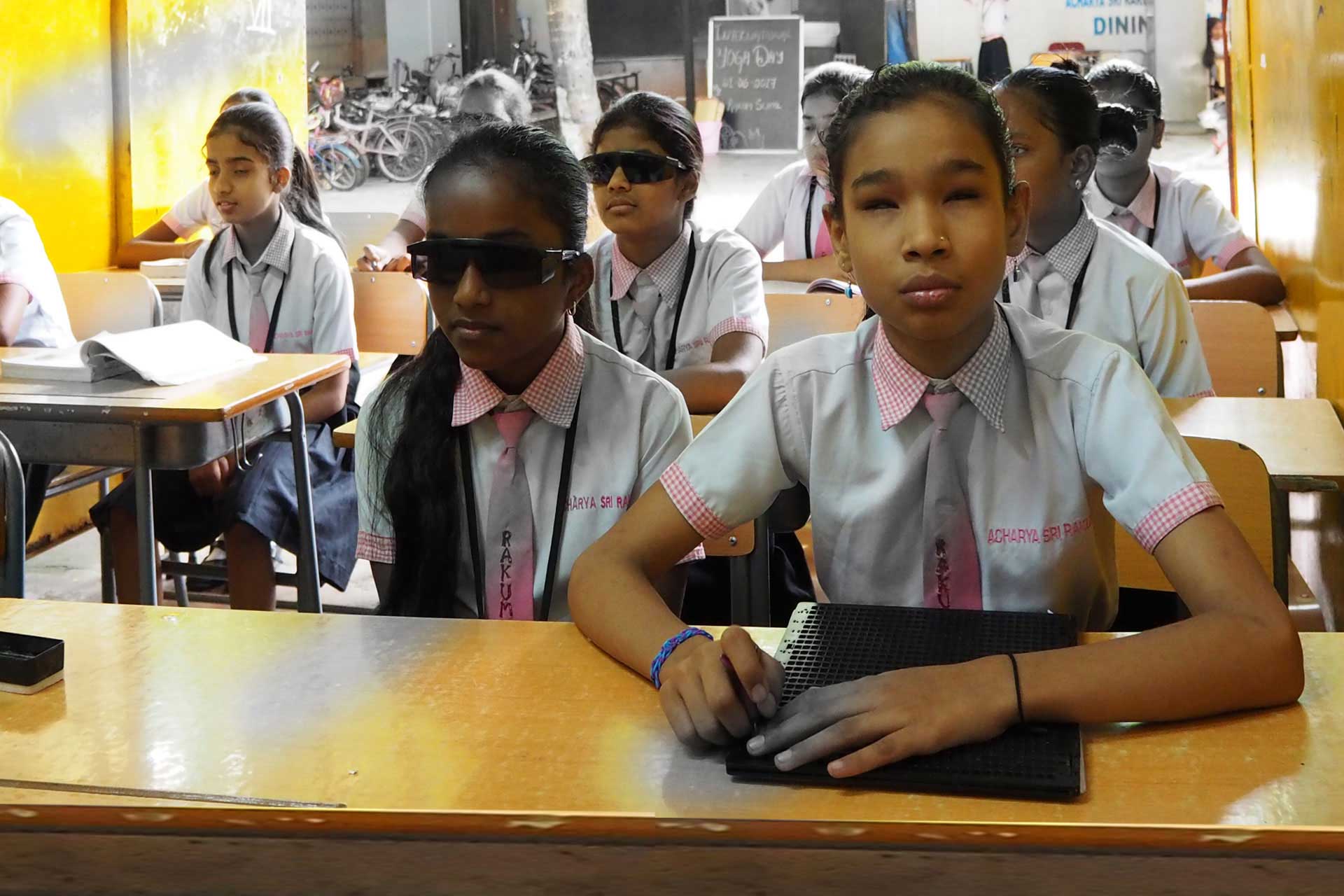 Students at Sri Rakum School for the Blind, Bangalore